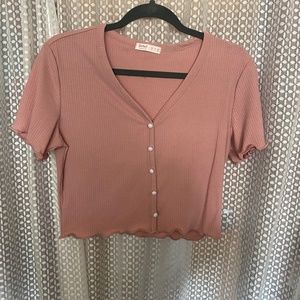 Romwe Shortsleeved Cropped Shirt
